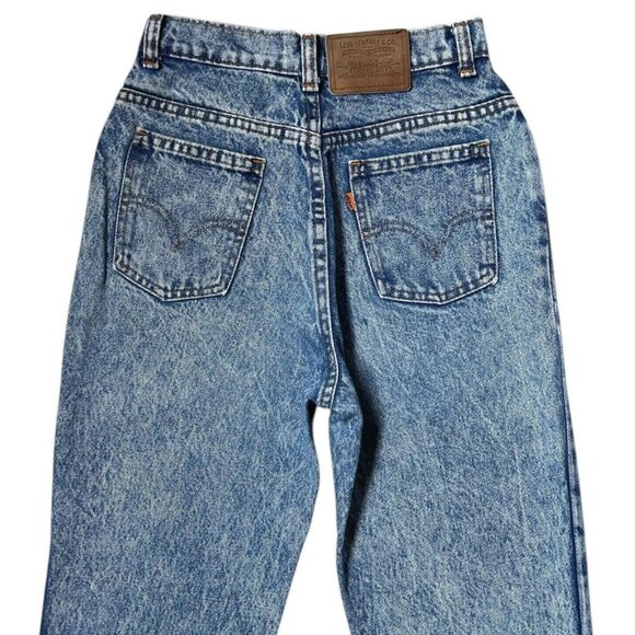 80s vintage Highwaisted Levi's Jeans Acidwash Bleached Orange Tab Tapered Mom. - Picture 4 of 7